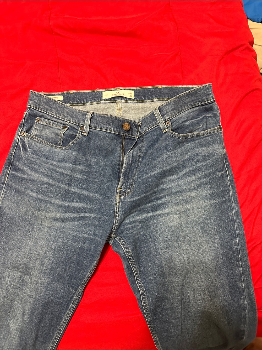 Hollister Men's Faded Blue Slim Straight Jeans